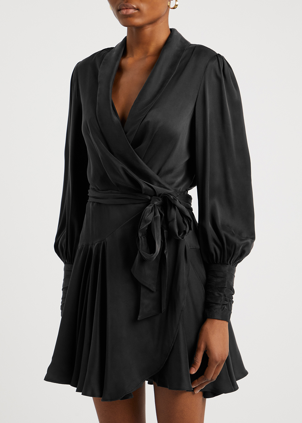 Zimmermann Black silk wrap dress - Harvey Nichols